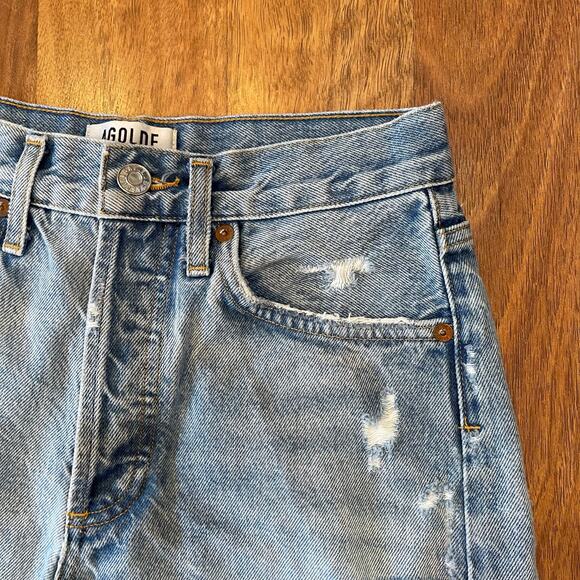 AGOLDE Parker Vintage Cut Off Short in Swapmeet Size 23‎ Blue Distressed Cute - Picture 9 of 16